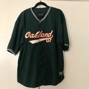 Oakland Mens Baseball Button Up Jersey, Size Med